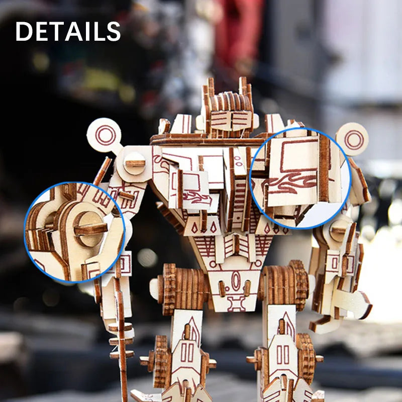 Robot Wooden 3D Stereo Stitch Puzzle DIY Handmade Model Toys for Boys Adults Creative Gifts Home Decoration Science Fiction