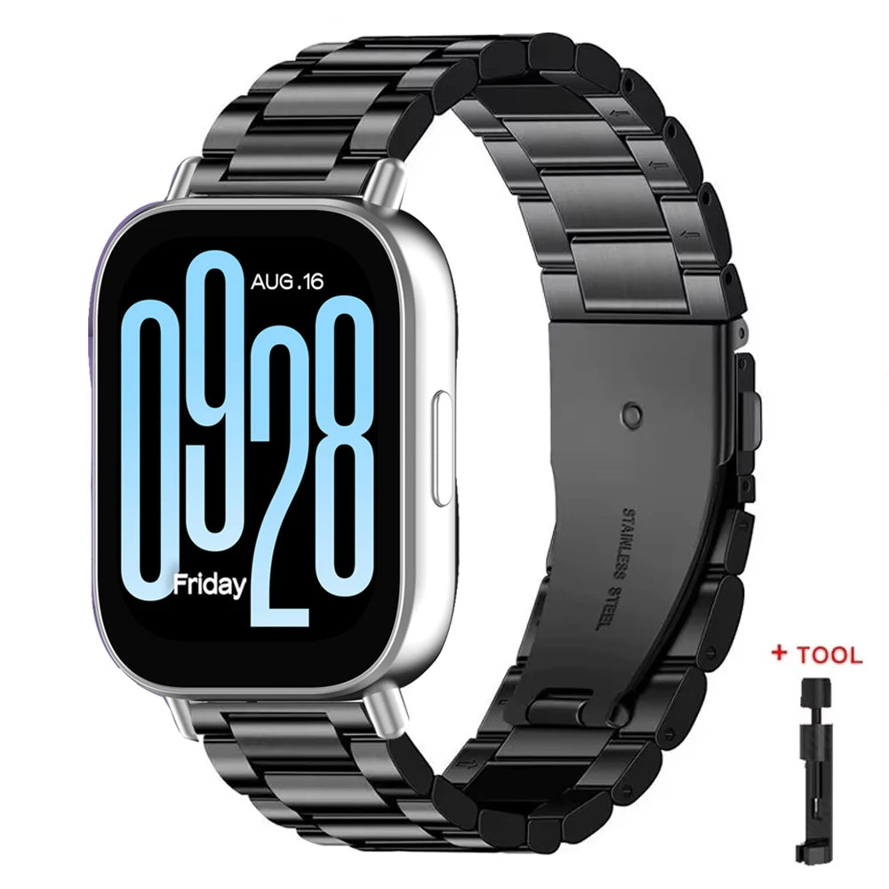 22mm Black Bracelet Strap Redmi Watch 5/5 Lite, 3 Active/3 Lite Metal Wristband