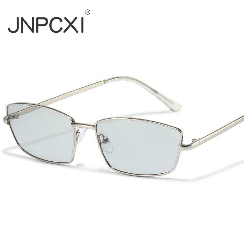 JNPCXI New Small Rectangle Retro Sunglasses Luxury Metal Designer Casual Shades Man Women's Fashion Sun Glasses