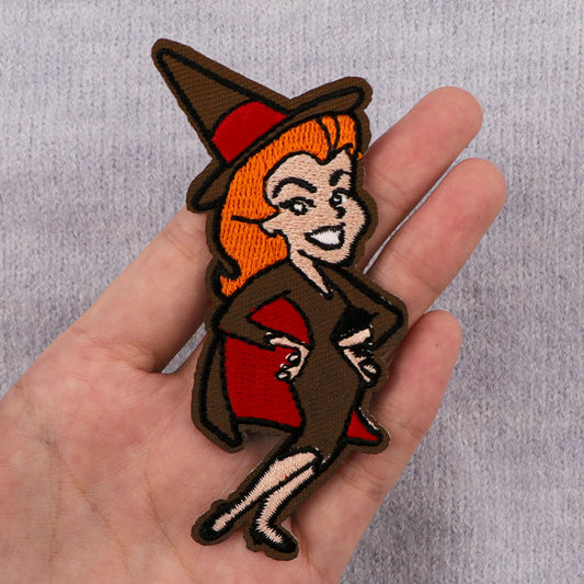 Funny Witch Embroidery Patch Halloween Iron On Patches For Clothing Thermoadhesive Patches On Clothes DIY Sew Badges