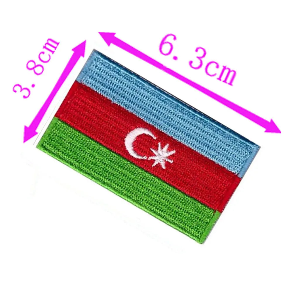 Azerbaijan Country Flag Embroidery Patch 6.3cm Wide Iron On Sew On Backing/Hand Craft/Applique/Hot Cut/Stars