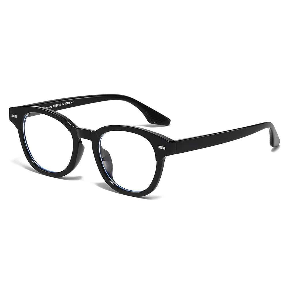 JNPCXI Fashion Men Round Glasses Anti Blue Light Rice Nail Women Eyeglass Fashion Luxury Retro Round Frame Computer Eyewear