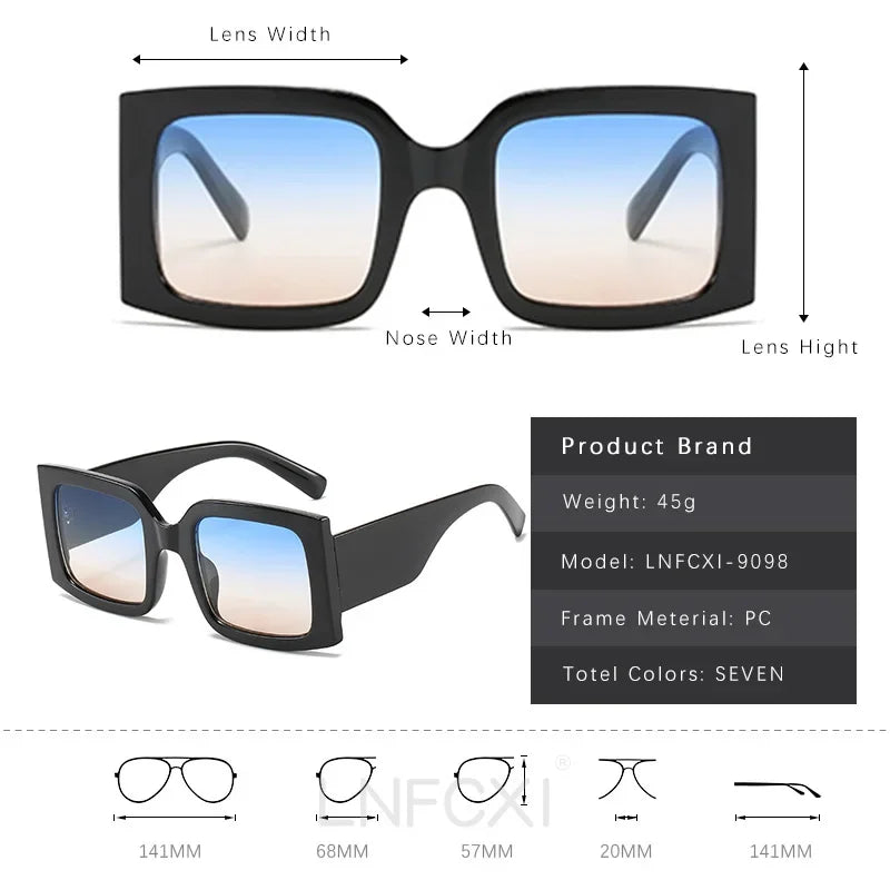 JNPCXI Beige Vintage Rectangle Women Sunglasses Ins Popular Fashion Blue Light Tea Eyewear Men Trending Sun Glasses Shades UV400