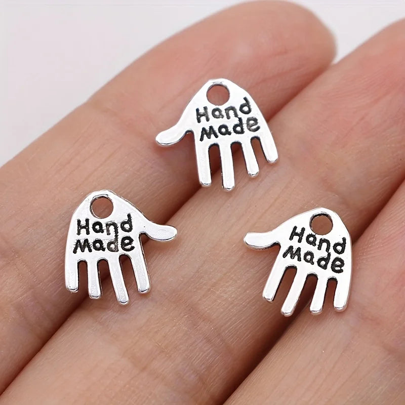 30pcs Silver Plated Handmade Charms Hand Pendants for Jewelry Making DIY Handmade Necklace Earrings Key Chain Accessories