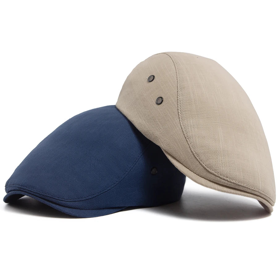 Men Linen Flat Cap Summer Breathable Newsboy Ivy Gatsby Beret Hat Wmoen Casual Vintage Driving Cabbie Hat With Ventilation Holes