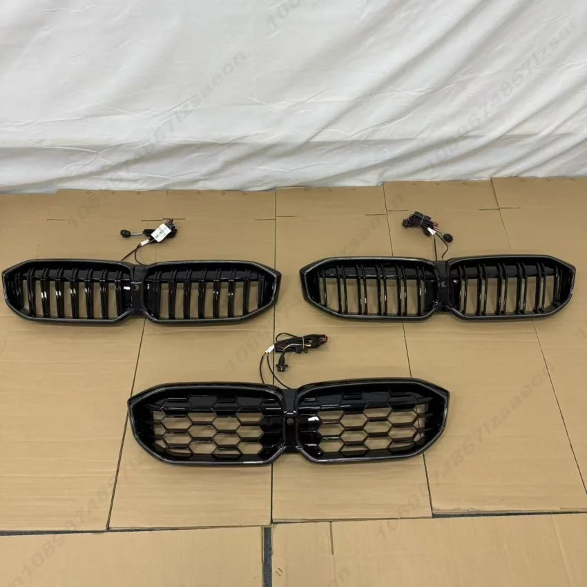 Front Bumper Hood Kidney Grill For BMW G20 G21 G28 325 2022-2025 Racing Grilles Grid With LED Light Single Line Double Line