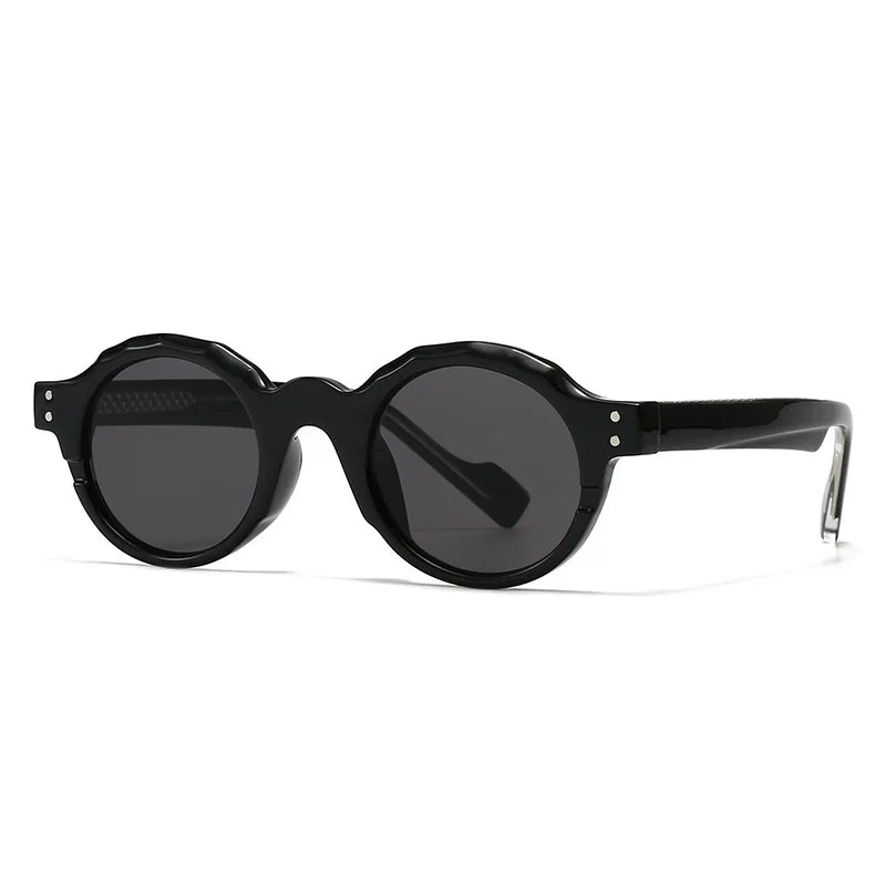 JNPCXI New Fashion Acetate Round Rivets Men Punk Sunglasses Wine Red Shades UV400 Retro Women Trending Sun Glasses