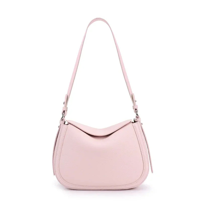Genuine Cowhide Leather Flap Hobo Shoulder Bag for Women Pebbled Leather Casual Crossbody Bag Luxury Designer Underarm Bags