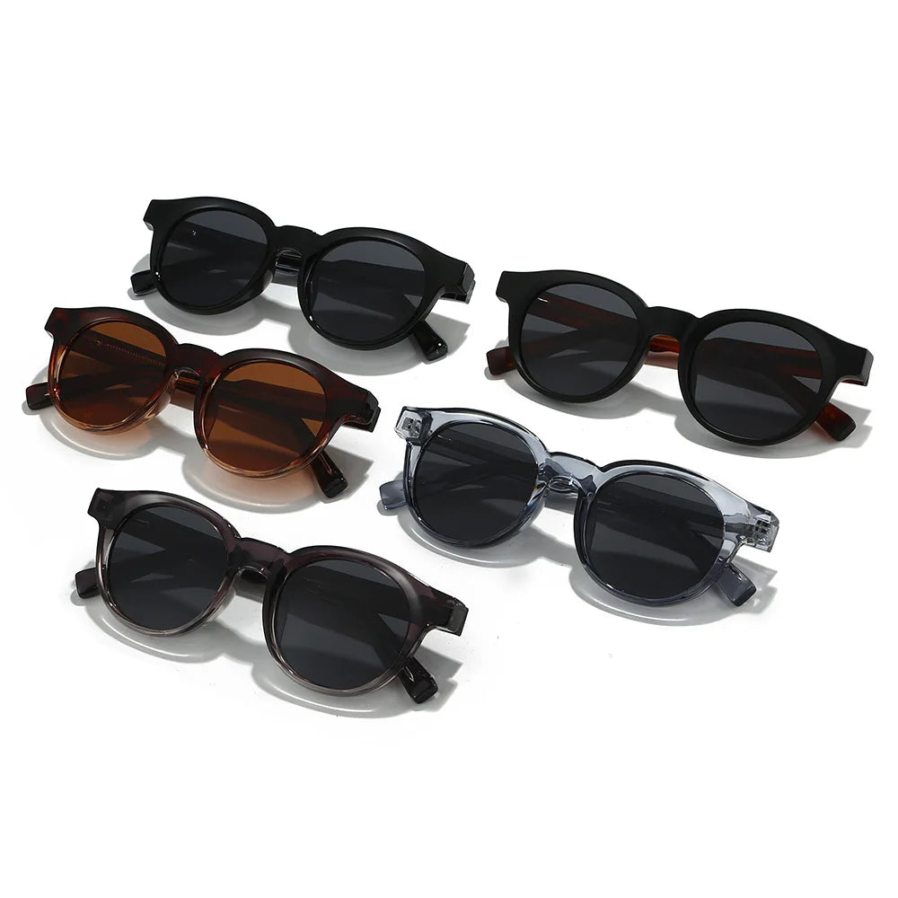 JNPCXI New Round TR90 Contrast Color Women Sunglasses Retro Rivets Punk Men Sun Glasses Gray Shades UV400