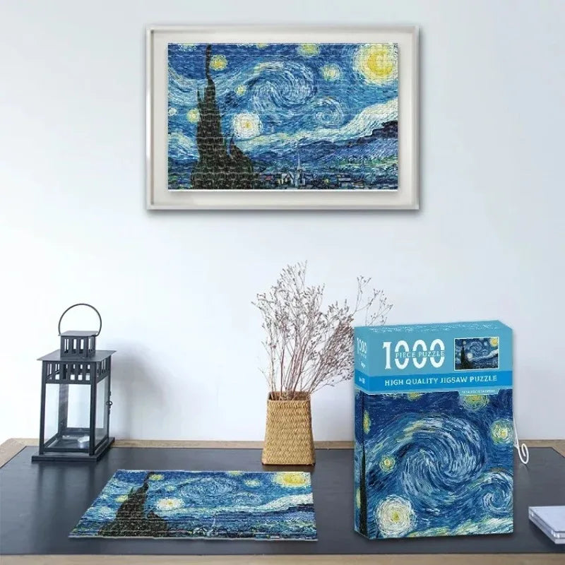 Mini Jigsaw Puzzle 1000 Pieces for Adults Van Gogh The Starry Night Environmentally Friendly Paper Christmas Gift Toy