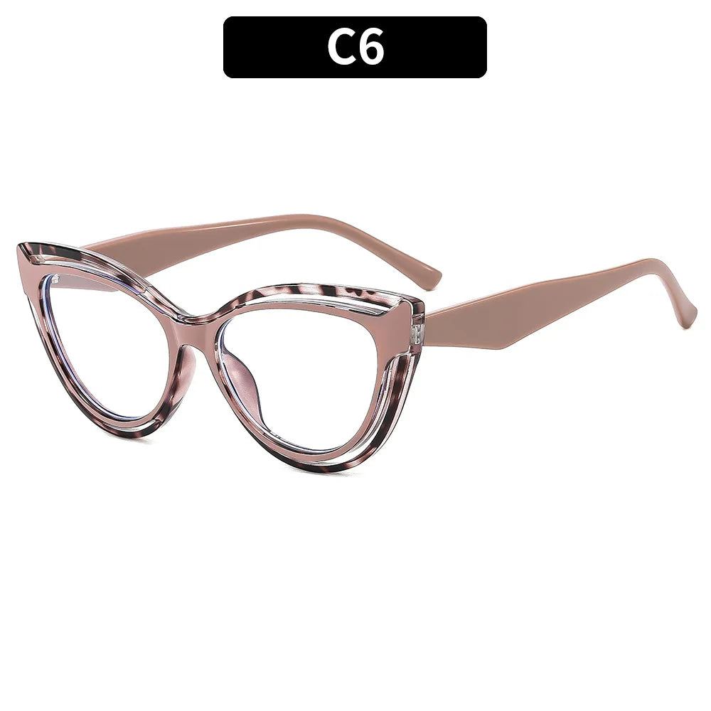 JNPCXI New Fashion TR90 Cat Eye Women Anti Blue Light Glasses Frame Retro Men Optical Luxury Eyewear