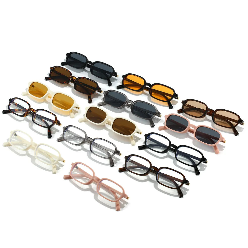 JNPCXI New Vintage Small Rectangle Sunglasses Women Shades UV400 Fashion Men Sun Glasses Clear Lens Frame