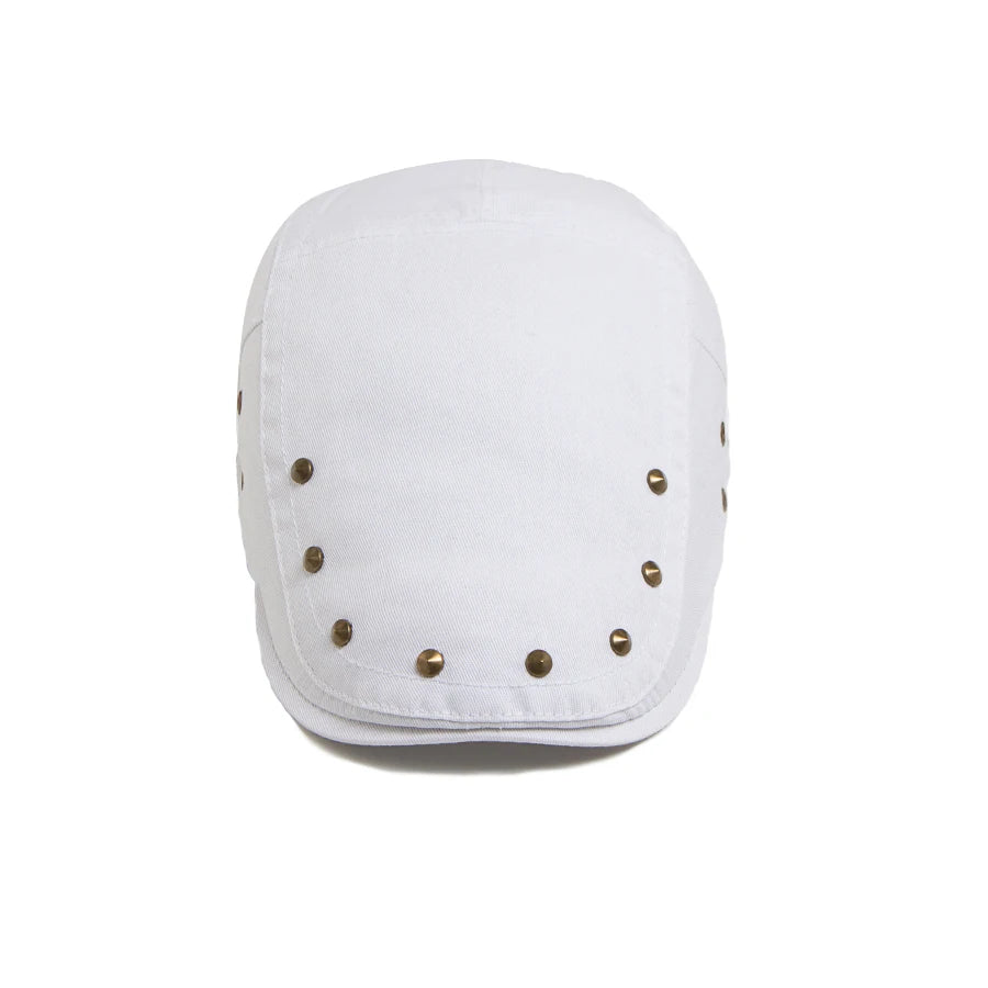 Men Flat Cap Fashion Rivet Design Cotton Solid Color Women's Beret Spring Summer Casual Sun Visor Hat Unisex Hip Hop Caps Gorras