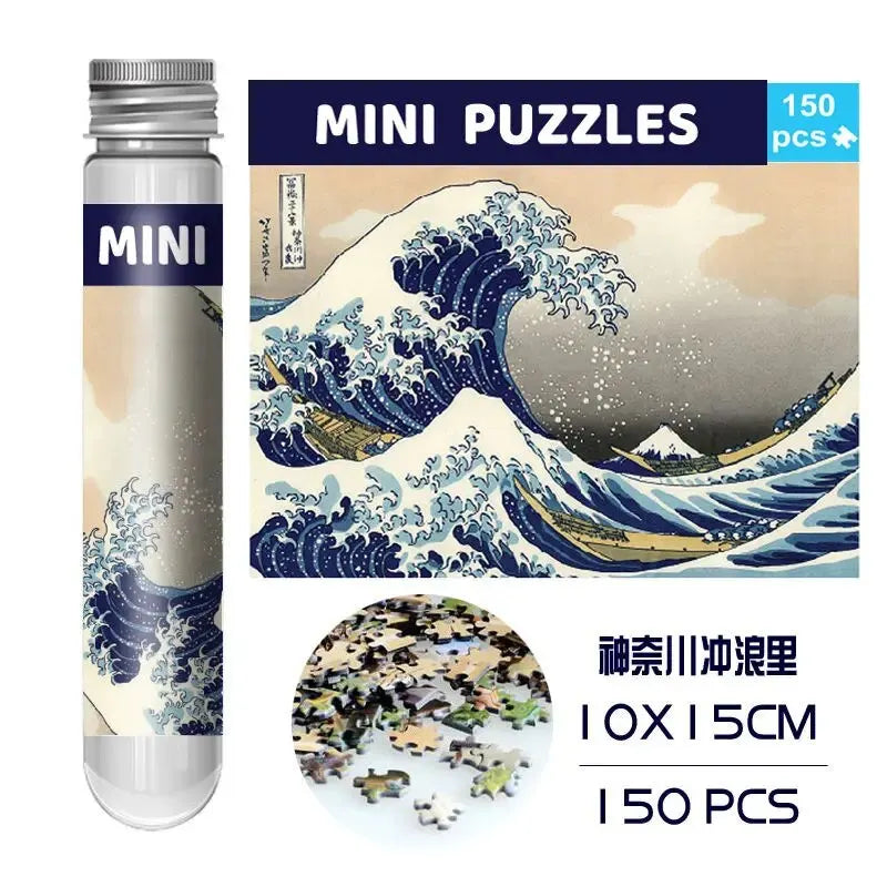 MaxRenard Jigsaw Puzzle 150pcs Mini Test Tube 15*10cm Travel Game World Famous Van Gogh Oil Paintings