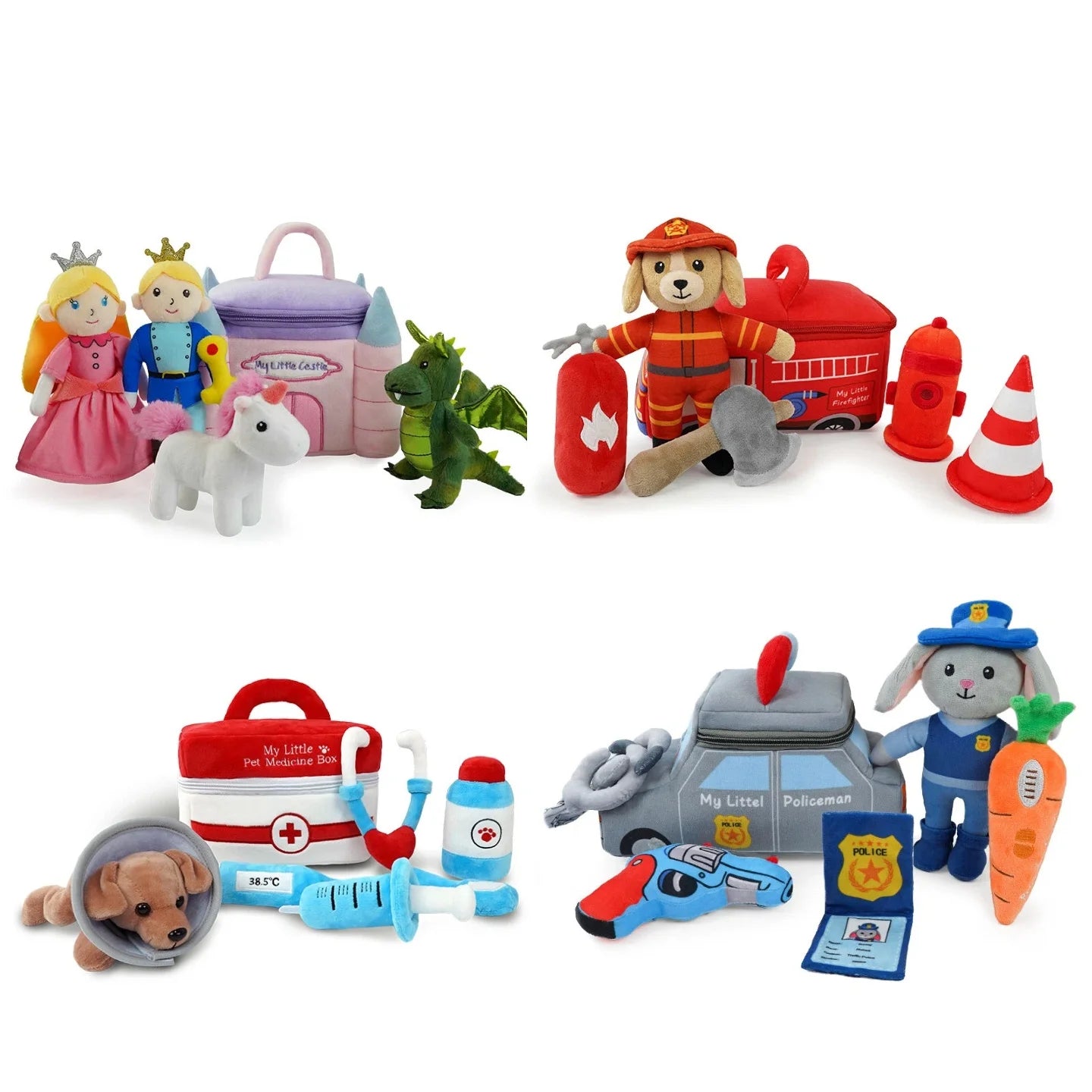 Cute Pretend Play Plush Toy Set My Little Policeman Chef Detective Firefighter Doctor Pirate Role-Play Intresting Toys Gift