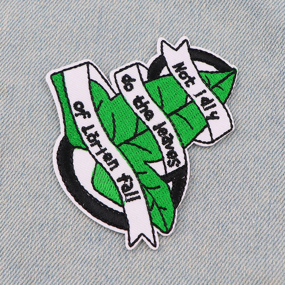 Green Leaves Patch Movie Cool Embroidery Patch Iron On Patches For Clothing Thermoadhesive Patches On Clothes DIY Sew Badges