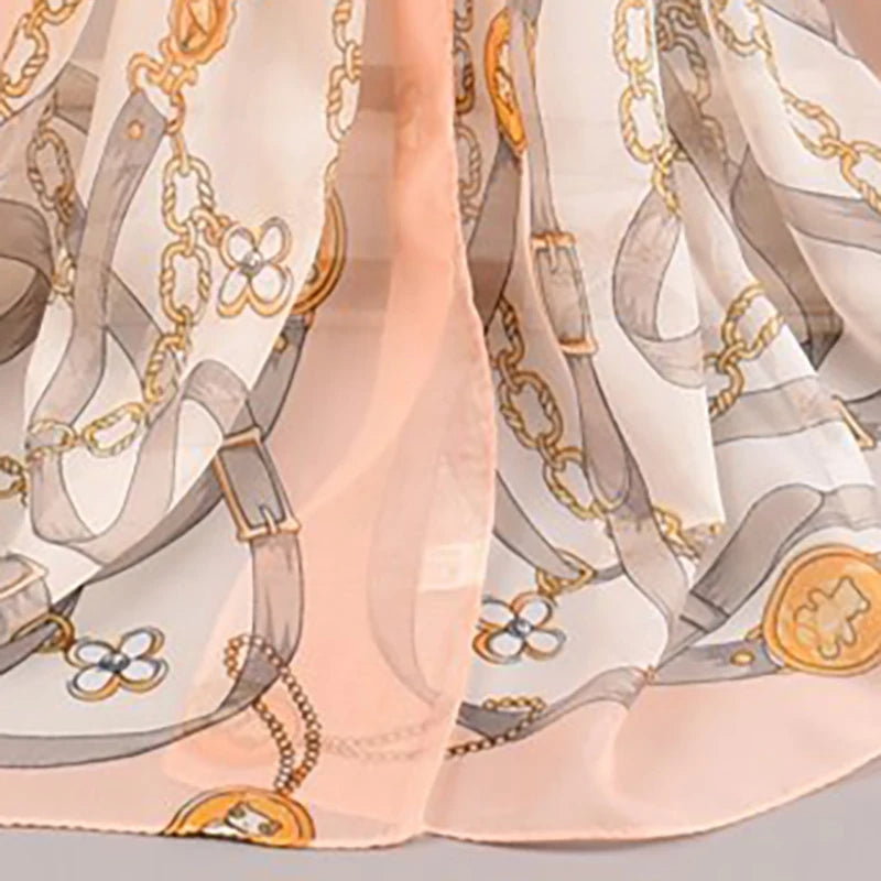 Summer New Dual Color Chain Chiffon Printed Long Scarves Wholesale Yiwu Women's Scarves Cross Border Source