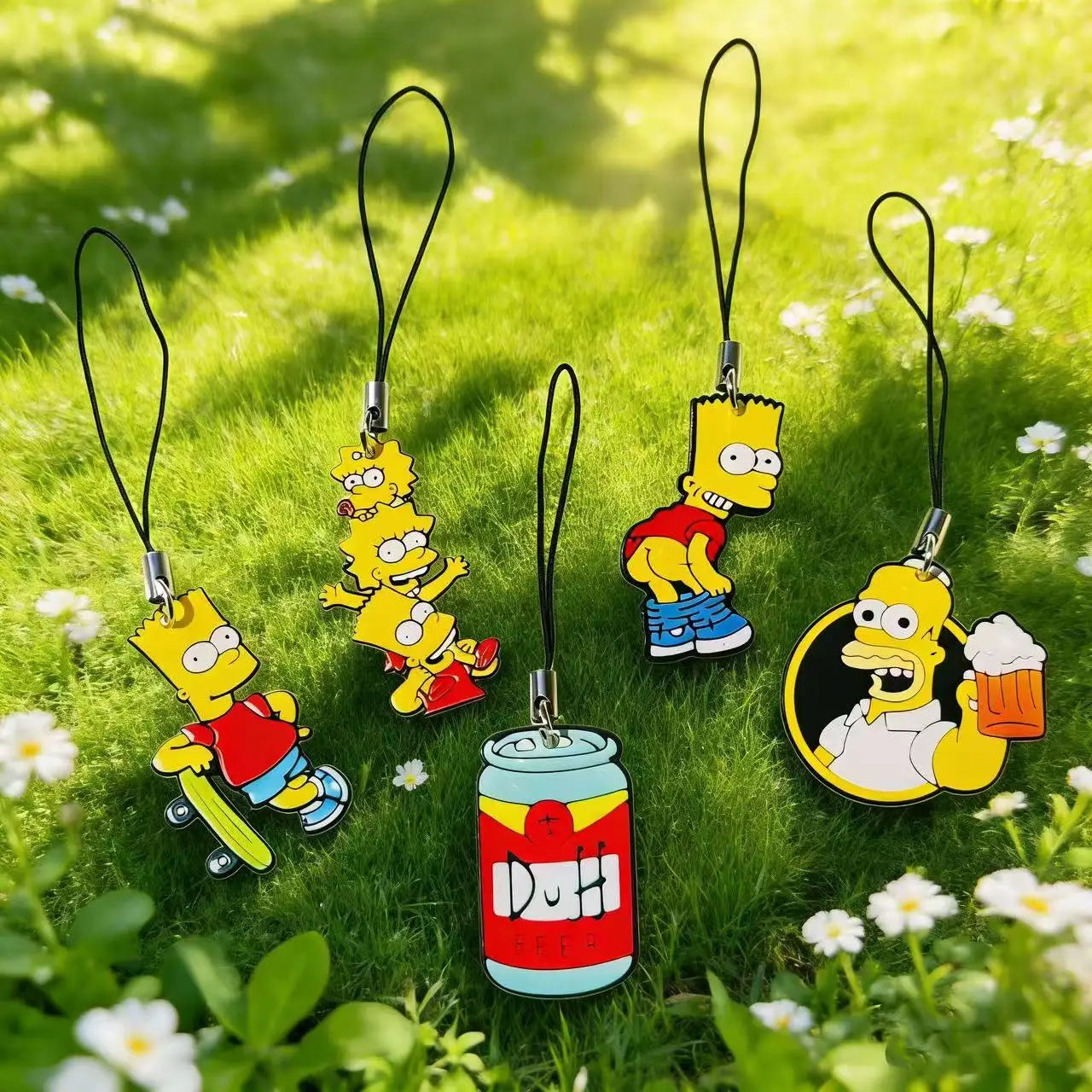 5/10pcs Cartoon  Acrylic Phone Chains Cute Unisex Cellphone Pendant Charms Anti-Loss Keychains Lanyard Jewelry for Fans