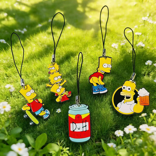 5/10PCS Cute Phone Chains, Acrylic Cartoon Phone Pendant Charms, Anti-Loss Lanyard Keychain