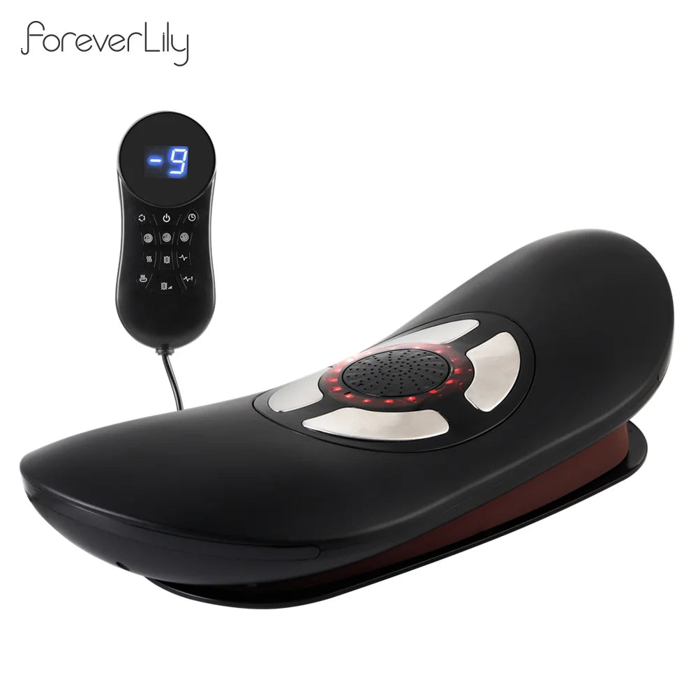 Electric Waist Traction Massager Height Adjustable Lumbar Traction Massager Waist Spine Support Waist Back Massage Machine Black