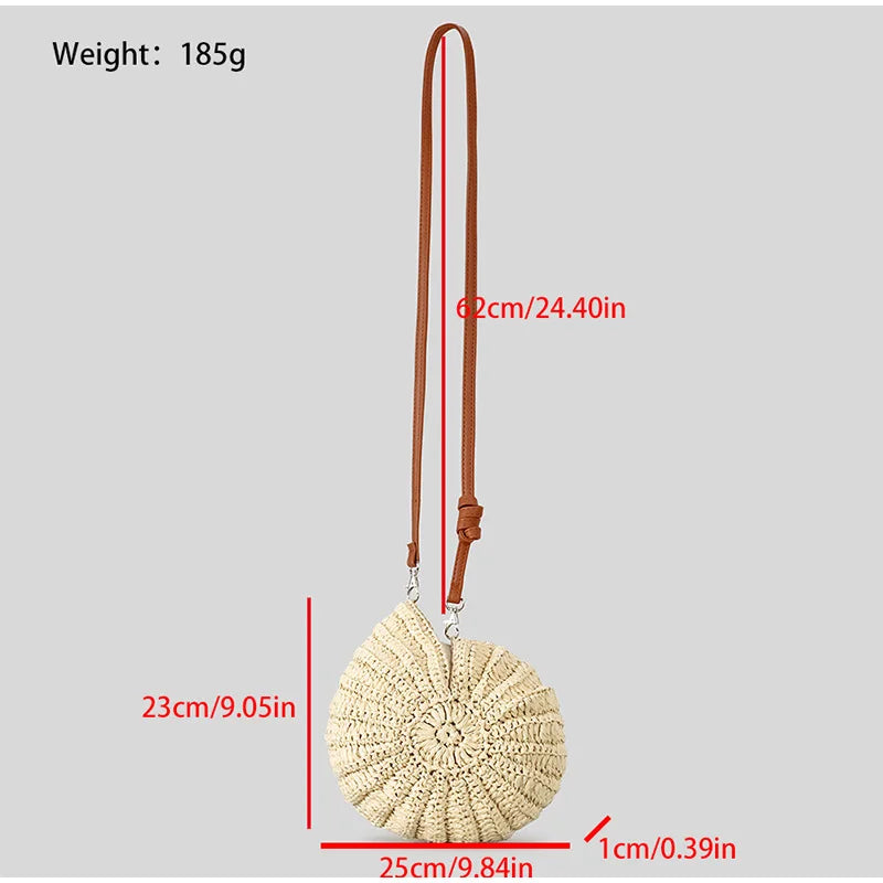 Beige Conch Knit Crossbody Shoulder Bag Pearl Chain Woven Women Classy Sling Bag