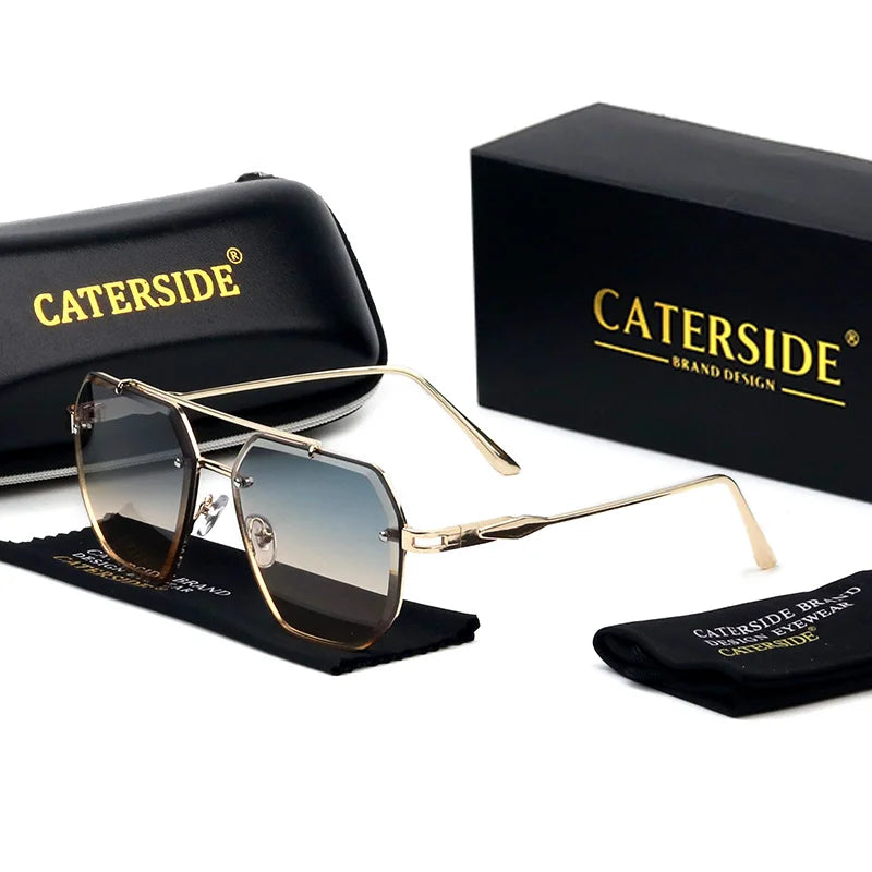 Caterside New Polygon Metal Frame Men's Sunglasses Fashion Simple Vintage Women Sun Glasses UV400 Driving Fishing The Best Gift