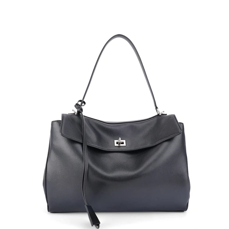 Women's Genuine Leather Large Capacity Solid Color Tote Bag 2026 New Fashion Leather Shoulder Bag Casual Ladies Commute Handbag