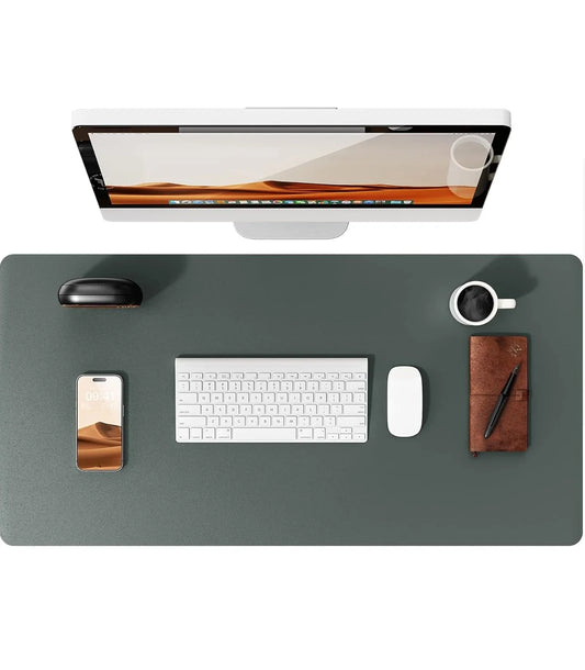 Large Dark Green Mouse Pad Office Desk Mat NonSlip PU Leather PC Pad Protector