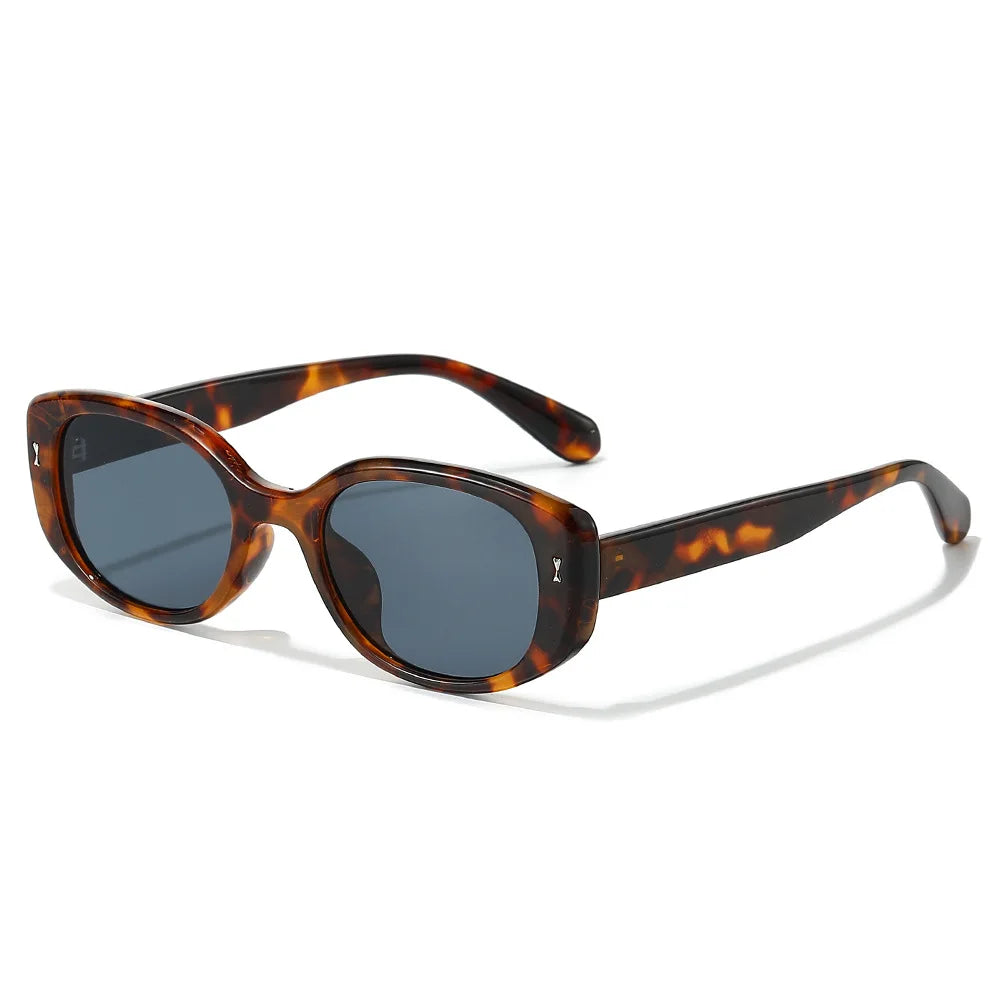 JNPCXI New Retro Small Oval Sunglasses Women Black Frame UV400 Protection Fashion Cat Eye Shades For Daily Travel