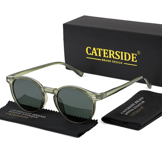 CATERSIDE Retro Polarized Sunglasses Men Round Personalized Fashion Sun Glasses Women Outdoor Driving Beach Sports Eyewear UV400