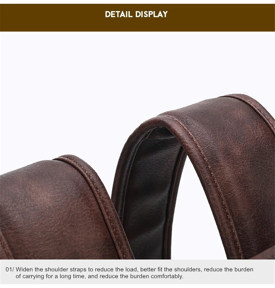 JEEP BULUO Leather Men Backpack Business 15.6" PC Bag Large Capacity Travel Bag