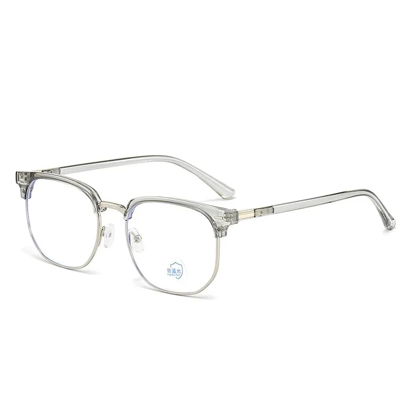 Photochromic Anti-blue Light Glasses Men Fashion Rectangle Semi Rimless Eyewear For Women Office Computer Goggle