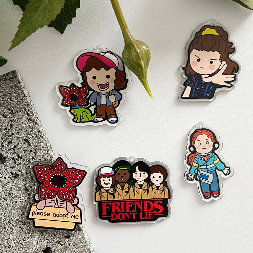 5PCS/Set King Demogorgon Cannibal Flower Acrylic Charms - Cute Horror Pendant for DIY Jewelry Making