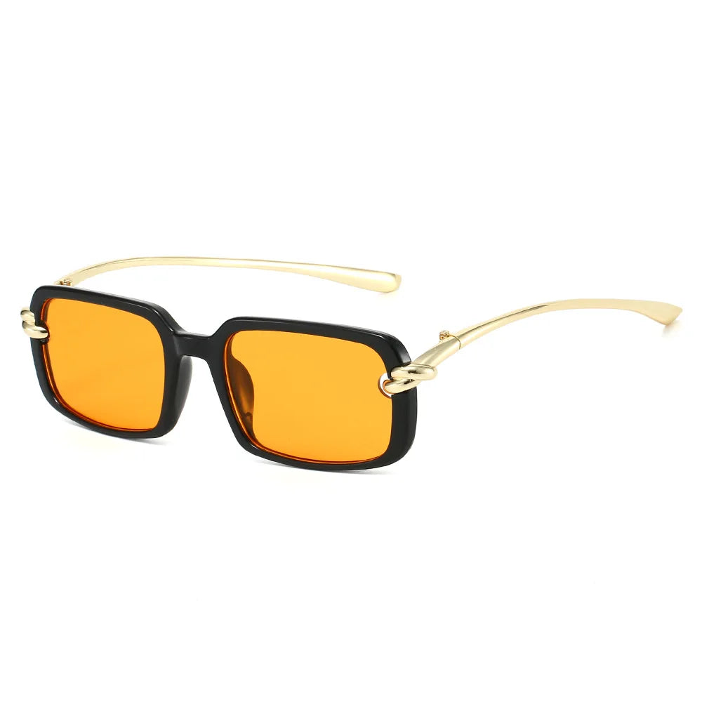 JNPCXI New Fashion Rectangle Sunglasses Women Clear Black Orange Trending Punk Shades UV400 Men Sun Glasses