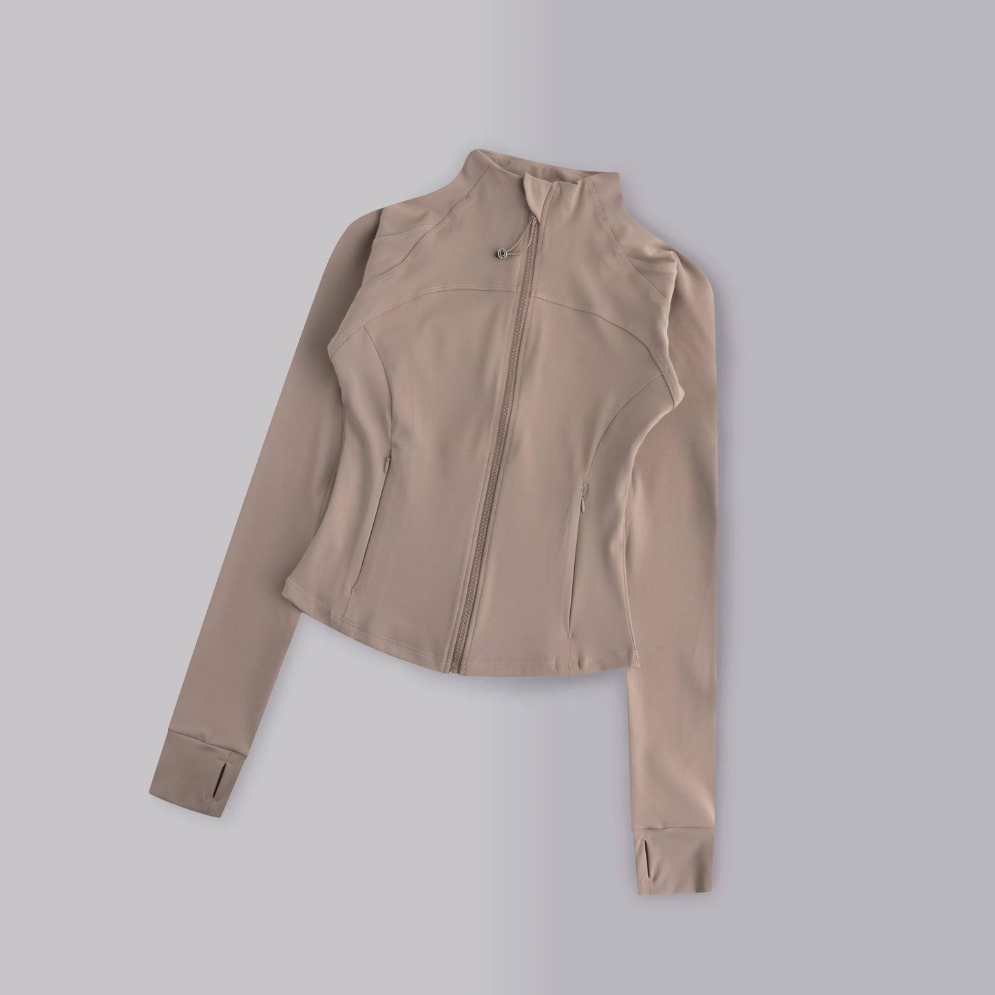 Gym Women's Full Zipper Yoga Top With Thumbholes Fitness Running Jacket Stretch Fit Long Sleeve Round Neck Top Sportswear