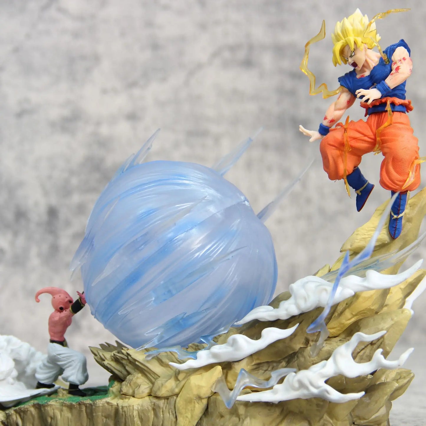 9" Dragon Ball Z Buu Boubou vs Goku Model Super Saiyan Genki Bomb Action Figure