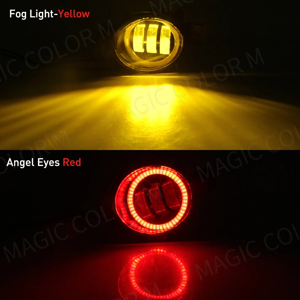 2 X Angel Eye Fog Light Assembly For Nissan X-Trail Rogue T32 2014 2015 2016 Car LED Lens Fog Daytime Running Lamp DRL H11 12V