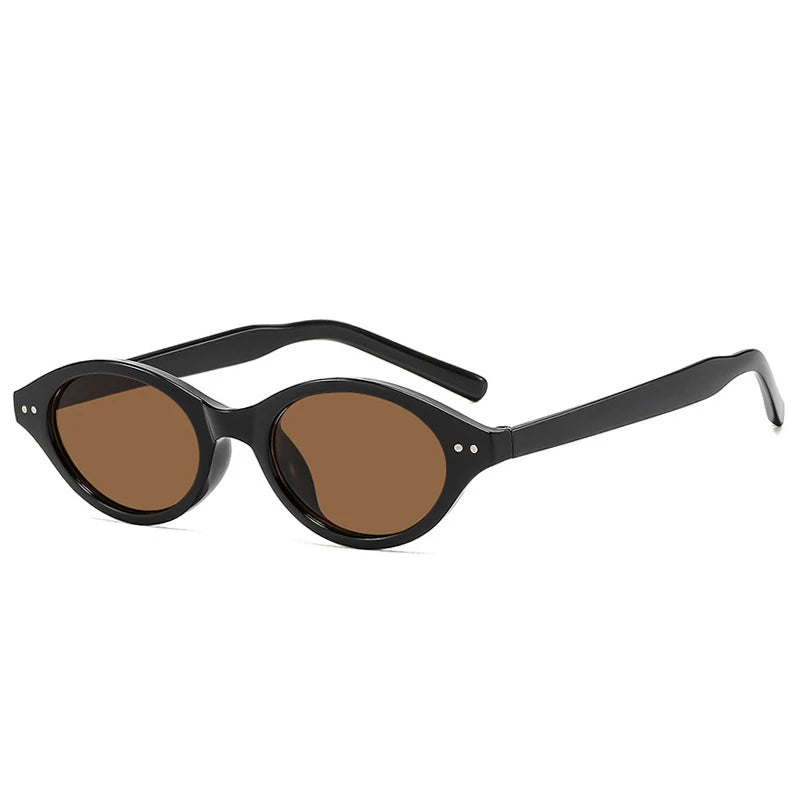 JNPCXI New Retro Small Oval Women Sunglasses Fashion Anti Blue Light Eyeglass Frame Men Trending Rivets Sun Glasses