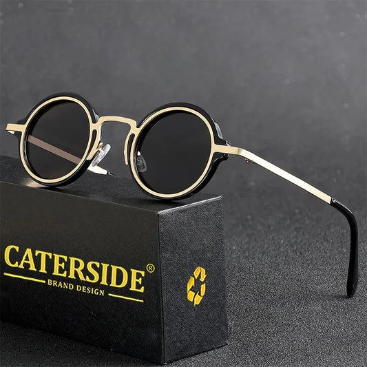 CATERSIDE Retro Round Polarized Sunglasses Men Small Metal Frame Punk Sun Glasses Women Driving Fishing Eyewear Party Gift 2024