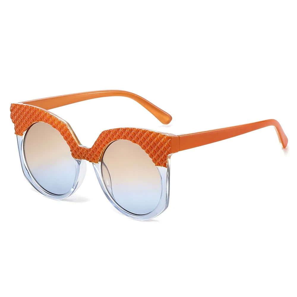 JNPCXI Fashion Oversized Women Sunglasses Retro Round Green Shades UV400 Men Gradient Sun Glasses