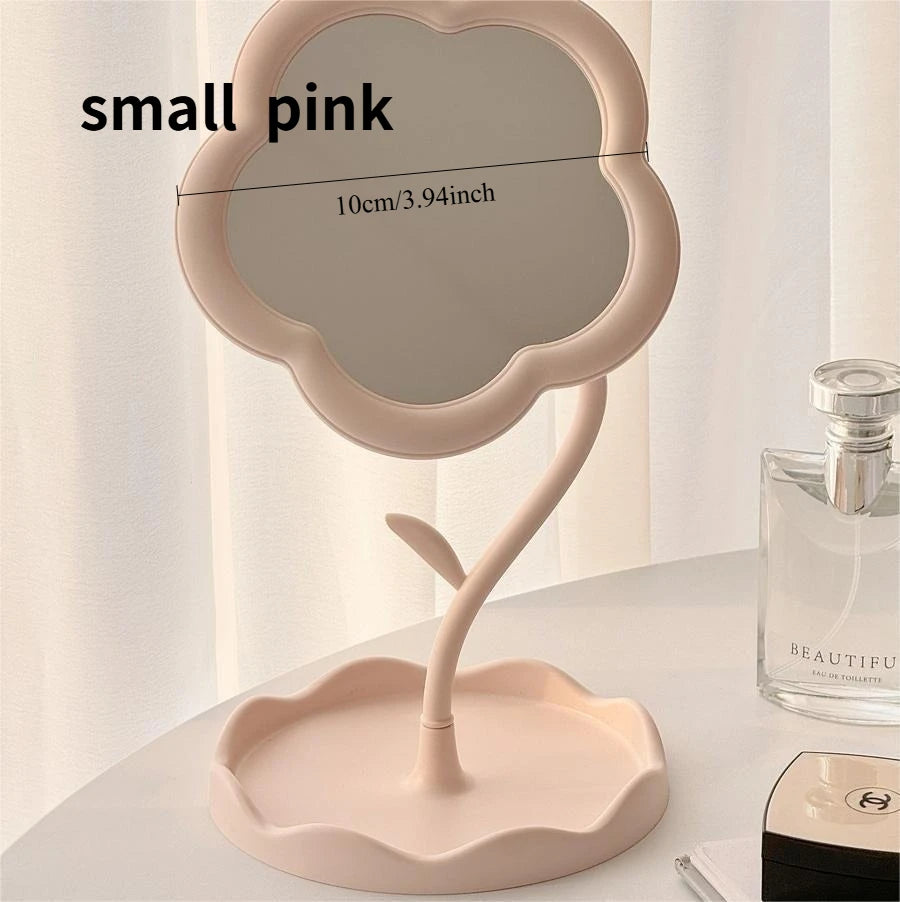Desktop Sunflower Shape Vanity Mirror: Cute Detachable Jewelry Holder Makeup Mirror for Girls, High-Definition Touch-Up