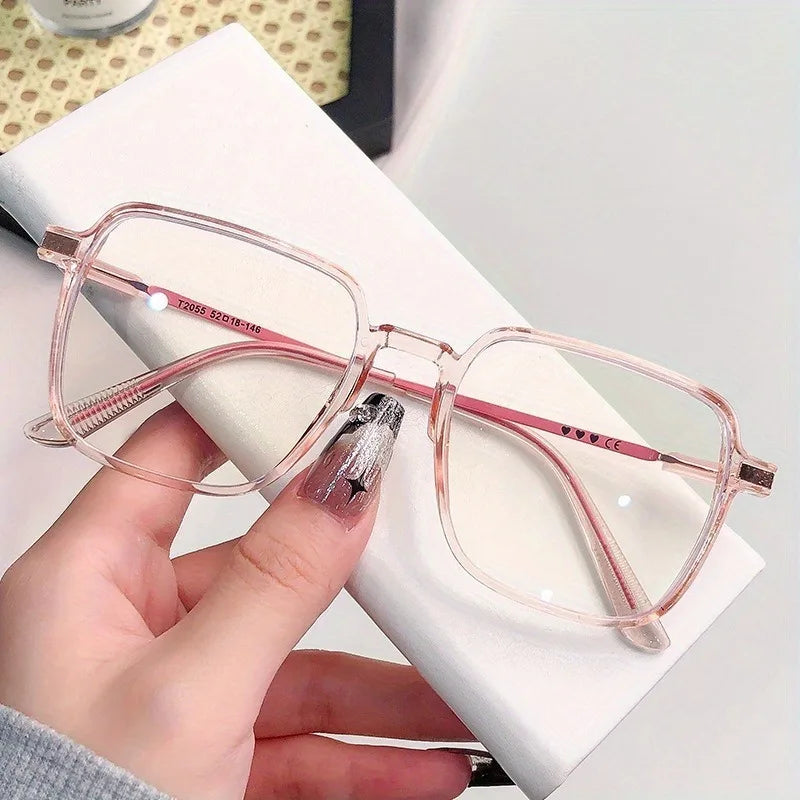 2pcs new Korean square photochromic glasses - fashionable women's glasses, casual daily commuting for men and women