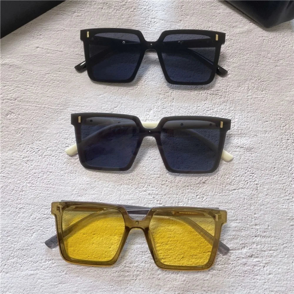 2PCS Korean Large Frame Sunglasses Candy Color Fashion Square Sun Glasses Sun Protection Beach Eyeglasses