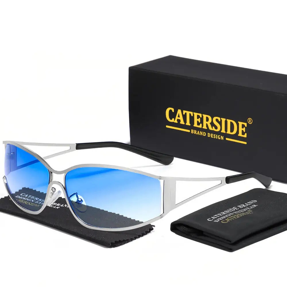 CATERSIDE Men's Punk Sunglasses Brand Design Fashion Technology Retro Sun Glasses Women's Travel Beach Y2K Glasses Gift UV400