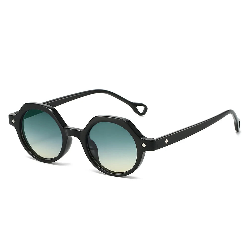 JNPCXI Retro Small Round Punk Sunglasses Women Fashion Gradient Leopard Shades UV400 Men Rivets Sun Glasses