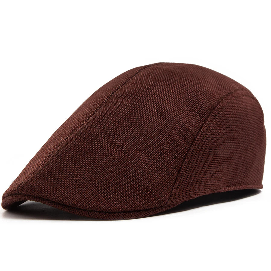 Men's Linen Flat Cap Spring Summer Vintage Visor Beret Breathable Ivy Newsboy Hat Women Fashion Cap Suitable For Small Slim Face