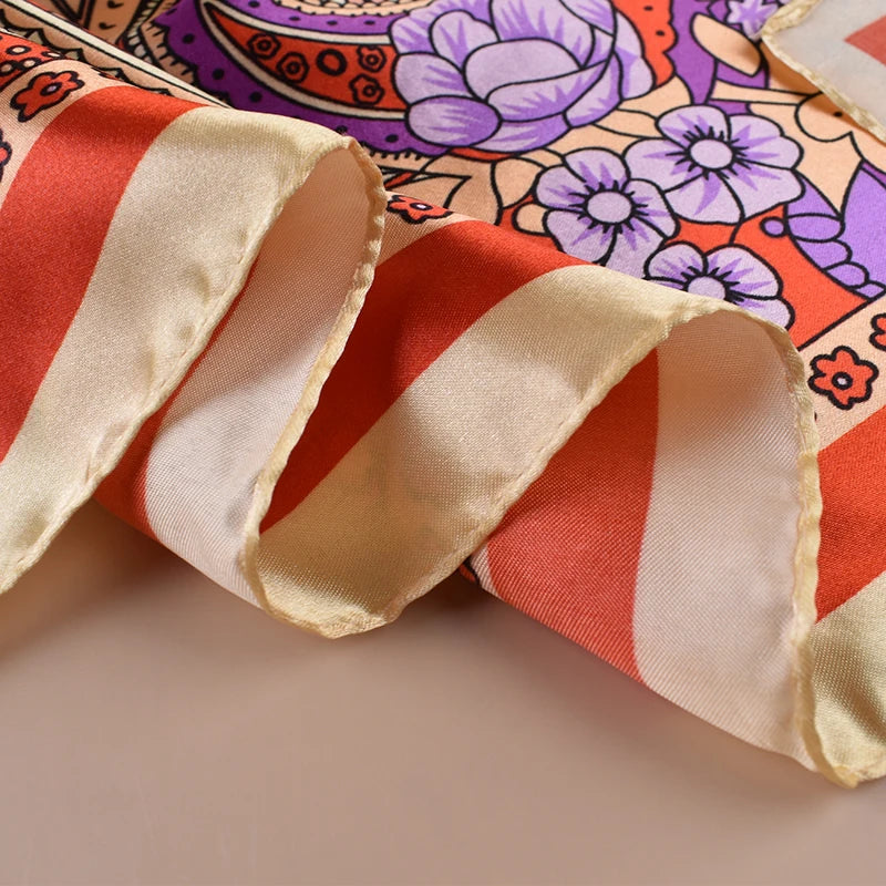 1PC Ladies Multicolored Peacock Feather Pattern Large Scarf Fashionable Wrap Headscarf for Travel Party Ladies Silk Scarf