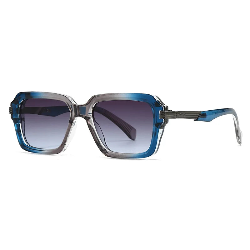 JNPCXI Retro Square Men Double Color Sunglasses Fashion Rivets Women Blue Gradient Shades UV400 Trending Punk Sun Glasses