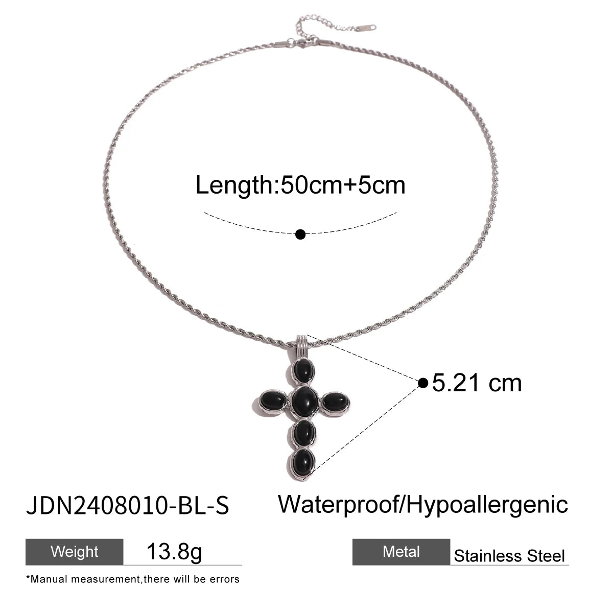 Uworld Fashion Chic Cross Pendant Necklace Natural Stone Agate Casting Technology Gold Platinum Plated Jewelry Gift бижутерия