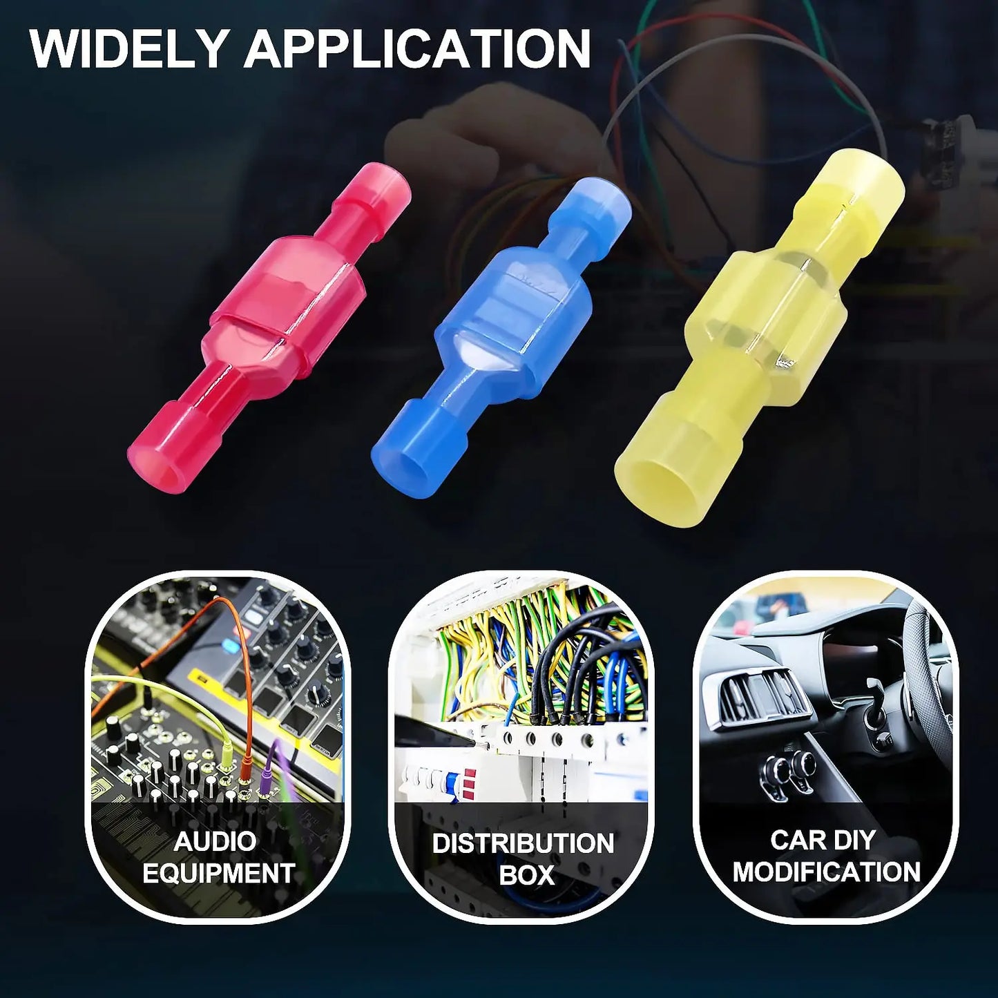 100PCS Nylon Spade Connectors Kit 22-10 Gauge Male and Female Wire Spade Terminal Quick Disconnect Fully Insulated Wire Crimp